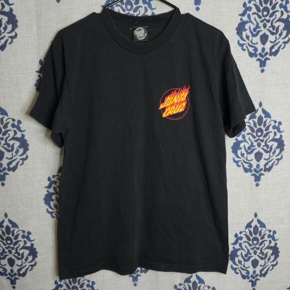 Santa Cruz Surf Skate Shirt Mens M Black Tee Crewneck Flame Logo Classic - Picture 1 of 4